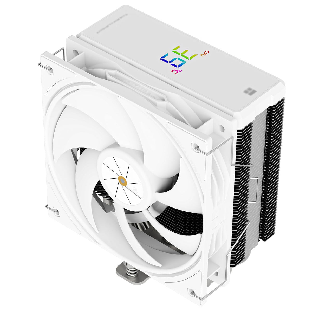 TR-Thermalright Assassin X 120 Digital ARGB vit CPU-kylare, 4 värmerör ARGB-fläkt 120 mm-2 000 varv/min, topplock med digital skärm, för AM5/AM4, Intel LGA1851/1700, vit