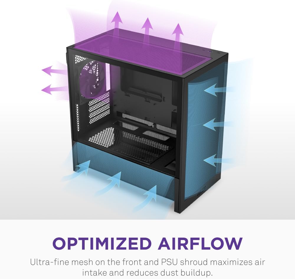 NZXT H3 Flow - Micro-ATX Airflow PC-chassi - Svart