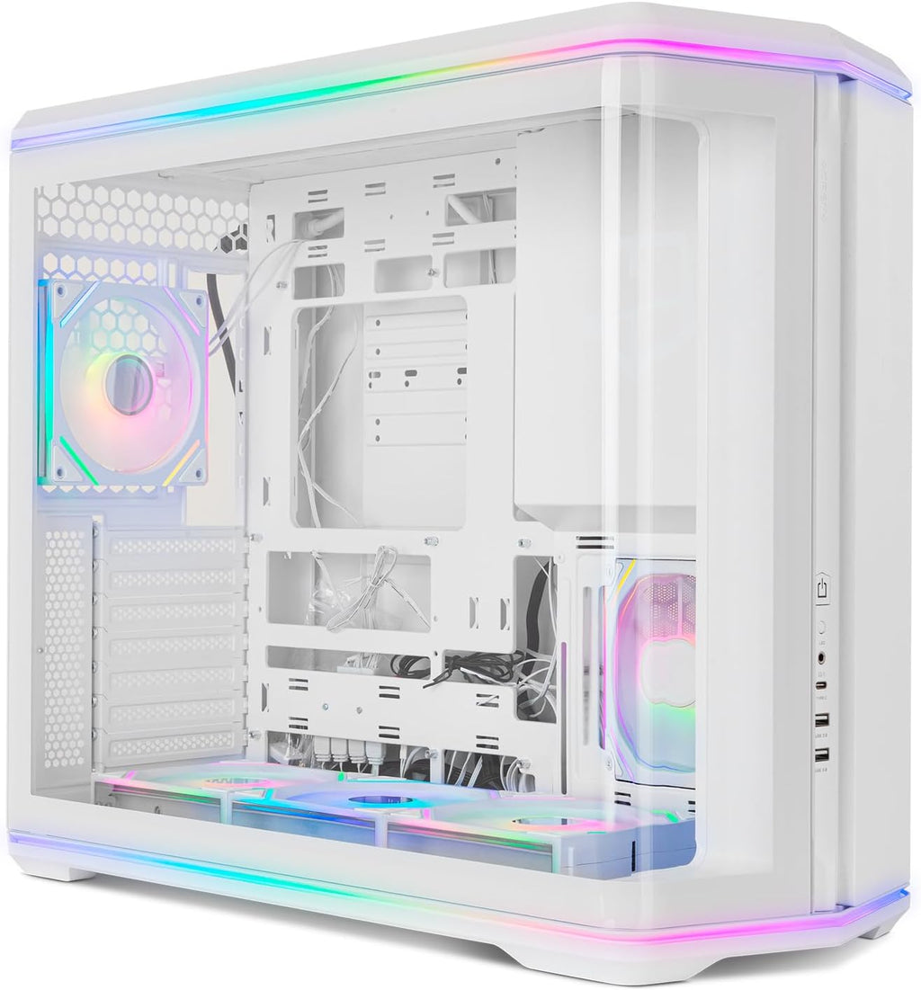 NOX XTREME PRODUCTS Hummer Galaxy - Datorchassi, Ramlöst Härdat Glas, 4x 120mm PWM Fläktar, Plats för 10 Fläktar, USB-C och USB 3.0, ARGB Hub Controller, ATX/M-ATX/ITX, Svart