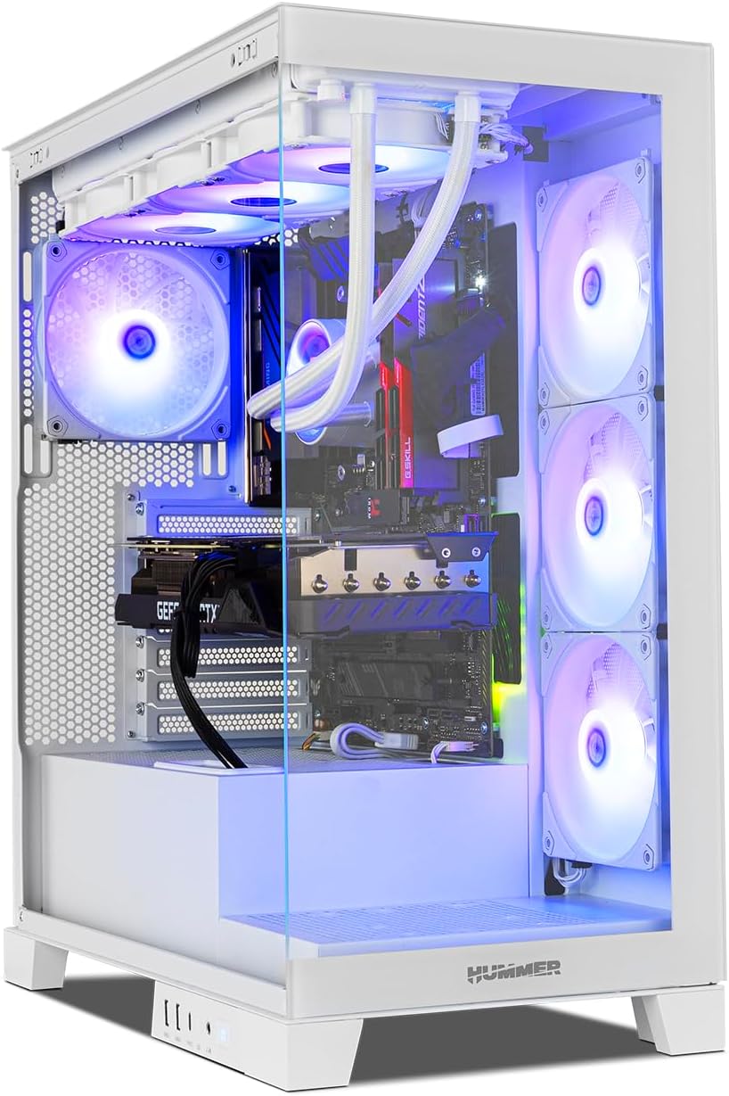 NOX XTREME PRODUCTS Hummer Galaxy - Datorchassi, Ramlöst Härdat Glas, 4x 120mm PWM Fläktar, Plats för 10 Fläktar, USB-C och USB 3.0, ARGB Hub Controller, ATX/M-ATX/ITX, Svart