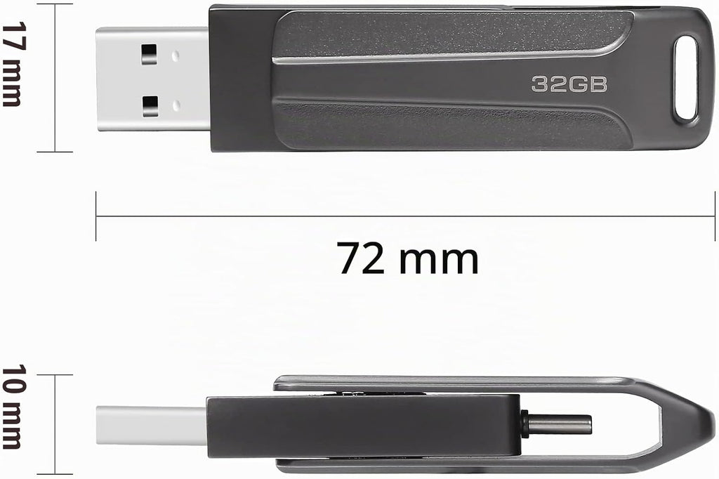128 GB 2-i-1 USB-minne 128 GB typ-C Pendrive 128GO USB C Flash Drive 128 Giga 2-i-1 OTG Pen 128GO för PC/surfplatta/Laptop/Smartphone med typ C, Xiaomi/Huawei (silver)