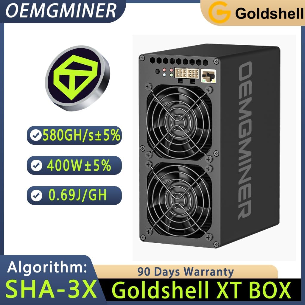 Ny Goldshell XT Box 580 Gh/s 400 W ASIC Miner för Tari (XTM) mynt SHA3x algoritm 0,69j/Gh Home Mining Crypto Machine