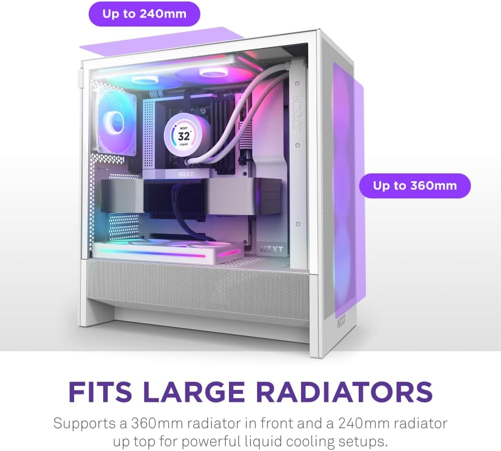 NZXT H5 Flow RGB - Kompakt Mid-Tower ATX PC-chassi - Svart