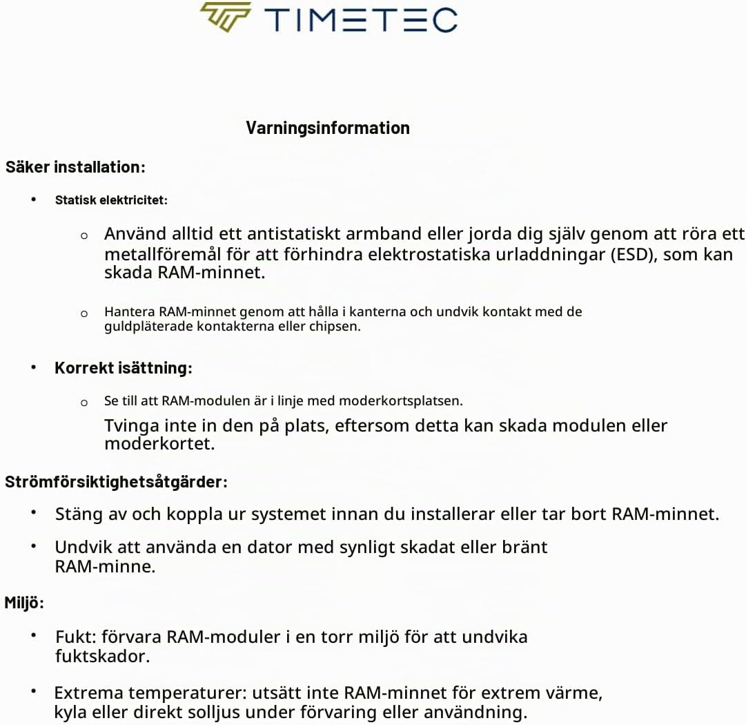 Timetec 16GB (2x8GB) DDR3L / DDR3 1600MHz PC3L-12800 / PC3-12800 Ingen ECC Obuffrad 1,35V / 1,5V CL11 2Rx8 Dual Rank 240 Pin UDIMM Stationär dator RAM-minne (SDRAM) uppgraderingsmodul