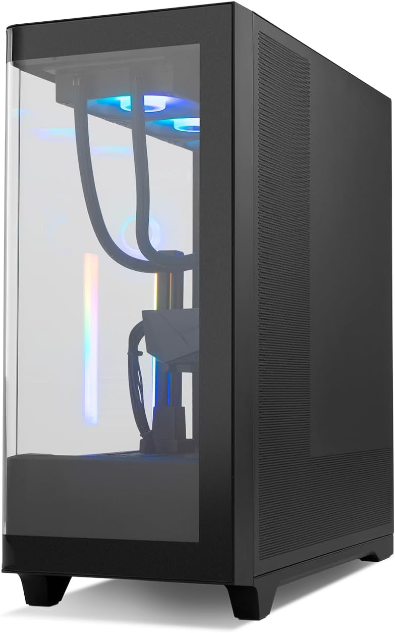 NOX XTREME PRODUCTS Hummer Galaxy - Datorchassi, Ramlöst Härdat Glas, 4x 120mm PWM Fläktar, Plats för 10 Fläktar, USB-C och USB 3.0, ARGB Hub Controller, ATX/M-ATX/ITX, Svart