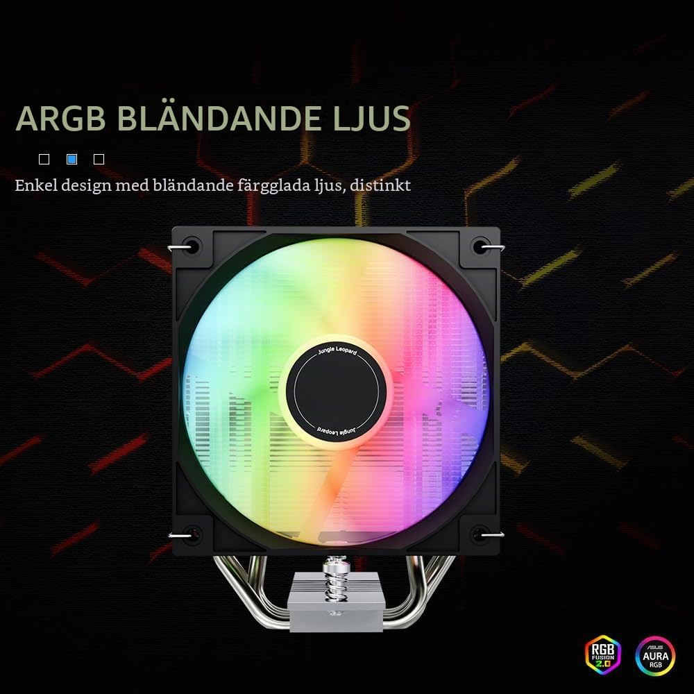 TZMRIT KF620 DGT ARGB CPU-kylare med temperaturvisning 265 W TDP för Intel LGA 1700/1200/115X/1851/1366/2011, för AMD AM4/AM5 (KF620BK)