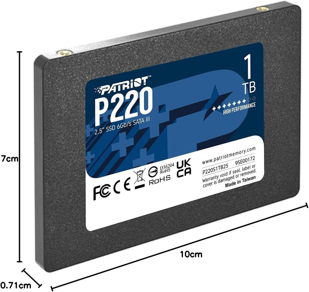 Patriot P220 256GB Intern SSD - SATA 3-2,5 tum - Solid State-enhet - P220S256G25