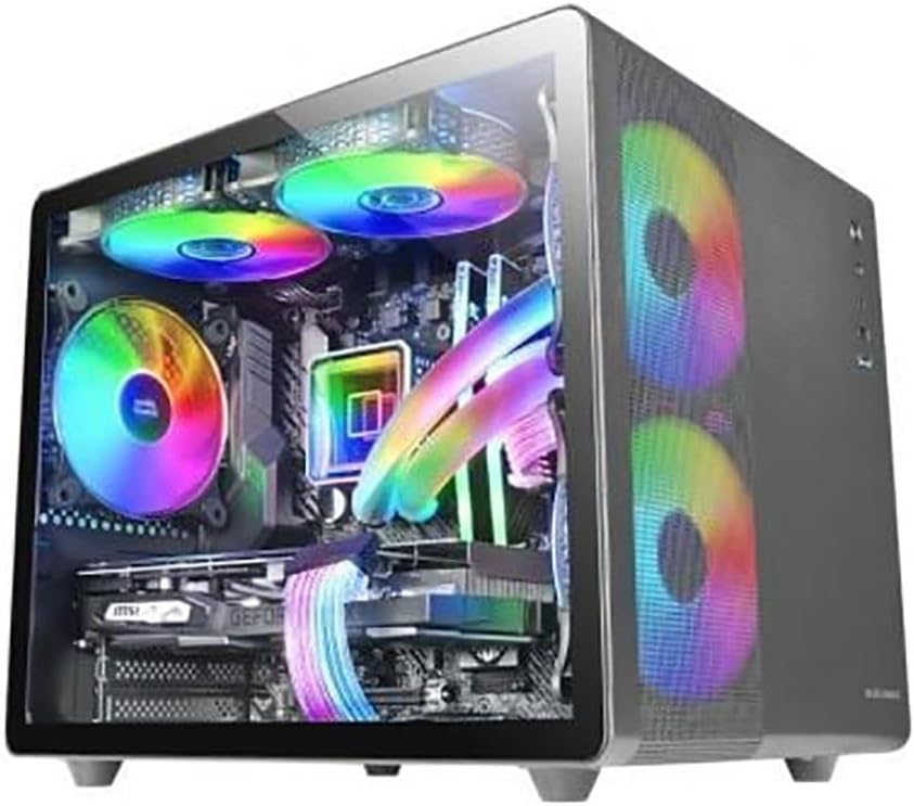 Mars Gaming MC-S1 svart, kompakt Micro-ATX Gaming PC-hölje, ARGB belysning 12 lägen, FRGB-fläkt, Full Side Window, MCS1