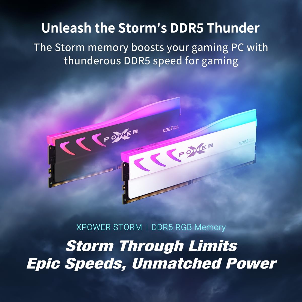 Silicon Power DDR5 32 GB (2 x 16 GB) storm RGB 6000 MT/s (PC5-48000) 288-stifts CL36 1,35 V UDIMM skrivbordsminne modul RAM SP032GXLWU60FFDK grå