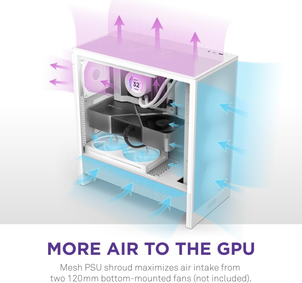 NZXT H5 Flow RGB - Kompakt Mid-Tower ATX PC-chassi - Svart