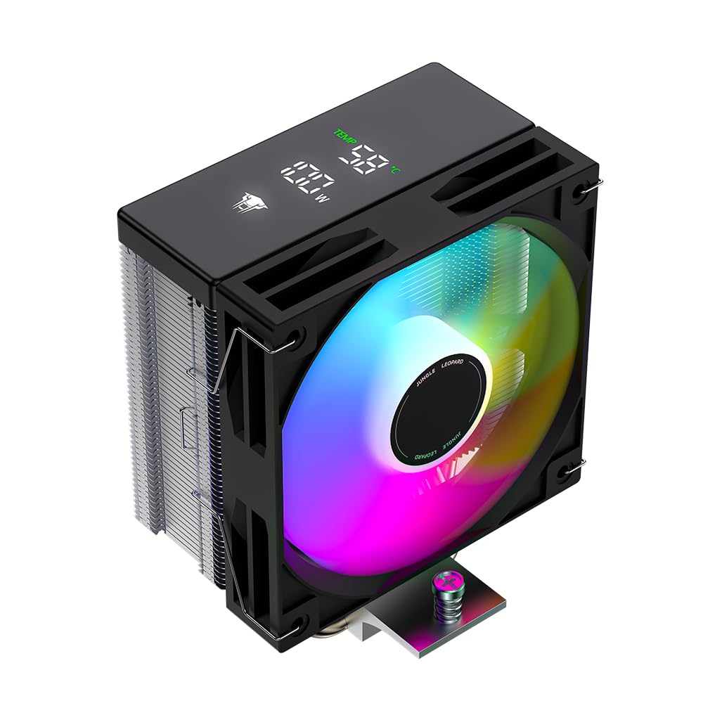 TZMRIT KF620 DGT ARGB CPU-kylare med temperaturvisning 265 W TDP för Intel LGA 1700/1200/115X/1851/1366/2011, för AMD AM4/AM5 (KF620BK)
