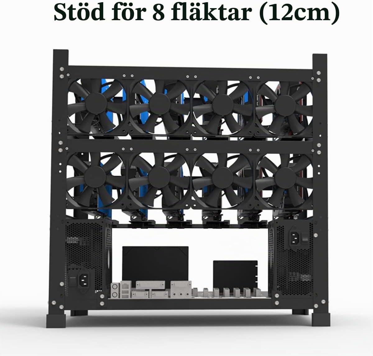 Gruvrigg ram för 12 GPU – stål öppen luft miner fodral, stöder dubbel strömförsörjning för krypto mynt valuta Bitcoin ETH ETC ZEC – endast ram, fläktar och GPU ingår ej