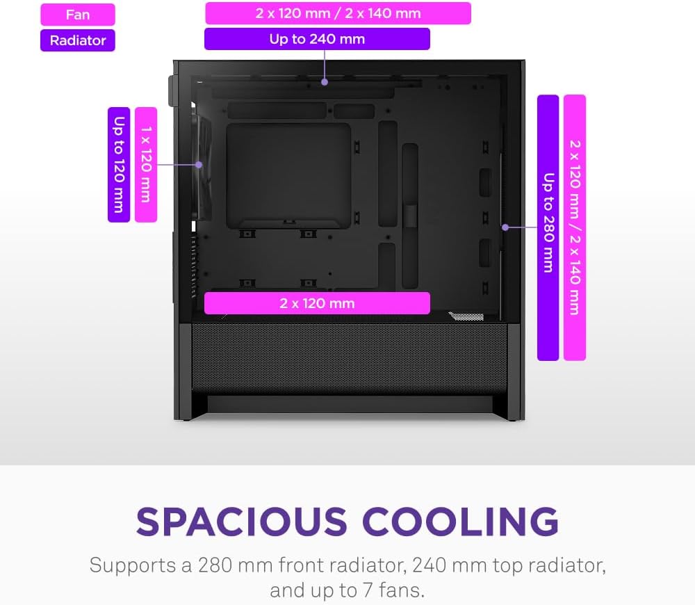 NZXT H3 Flow - Micro-ATX Airflow PC-chassi - Svart