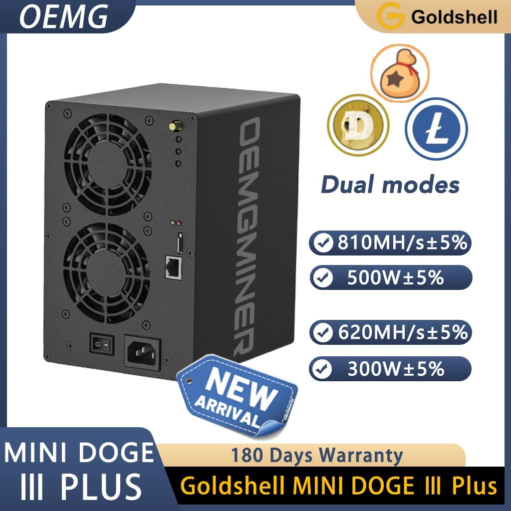 Ny Goldshell Mini Doge Plus ASIC Miner för Doge Coin & LTC Hashrate 810 m 500 W ström med nätsladd