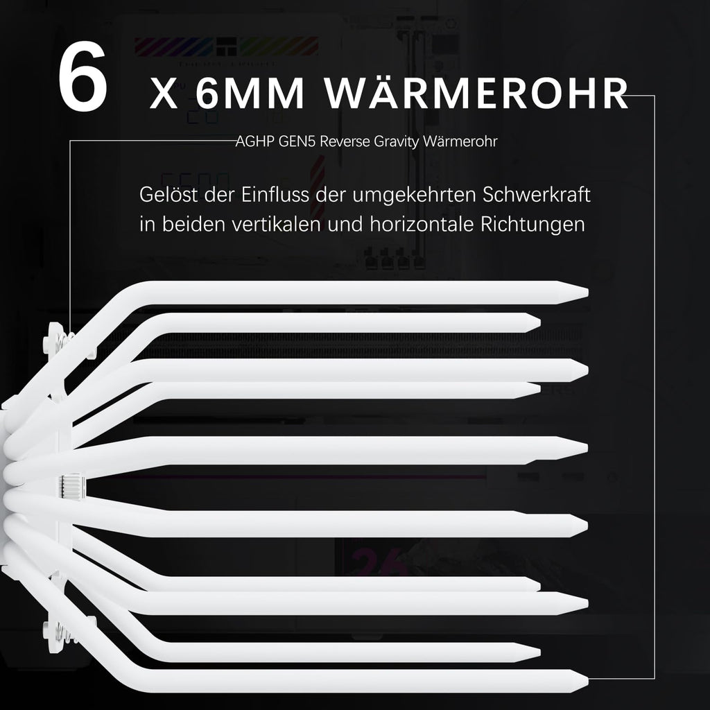 TR-Termisk peerless assassassin 140 digital svart CPU-kylare, dubbelt torn med 6 värmerör, dubbla CPU-fläktar 1850 varv/min, övre täckning av den digitala displaykortet magnetisk, för AM5, Intel