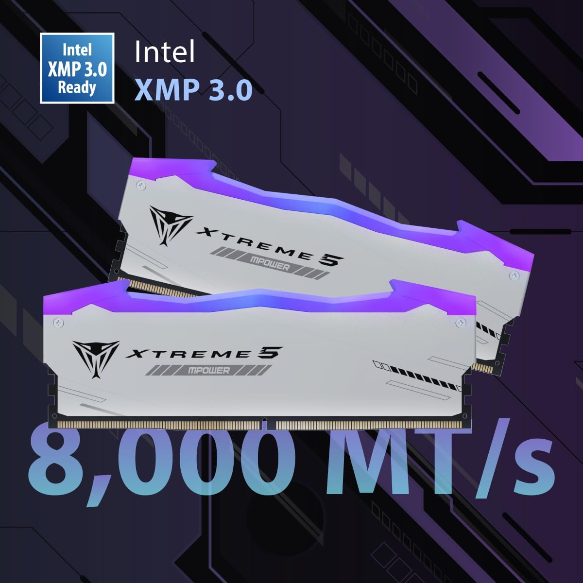 Patriot Viper Xtreme 5 MPower DDR5 RGB RAM 32GB (2X16GB) 6000MT/s CL30 UDIMM Stationär Speldator Arbetsminneskit - PVXR532G60C30KM
