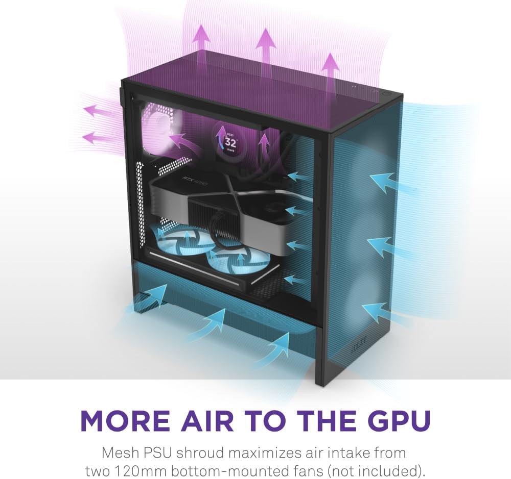 NZXT H5 Flow RGB - Kompakt Mid-Tower ATX PC-chassi - Svart