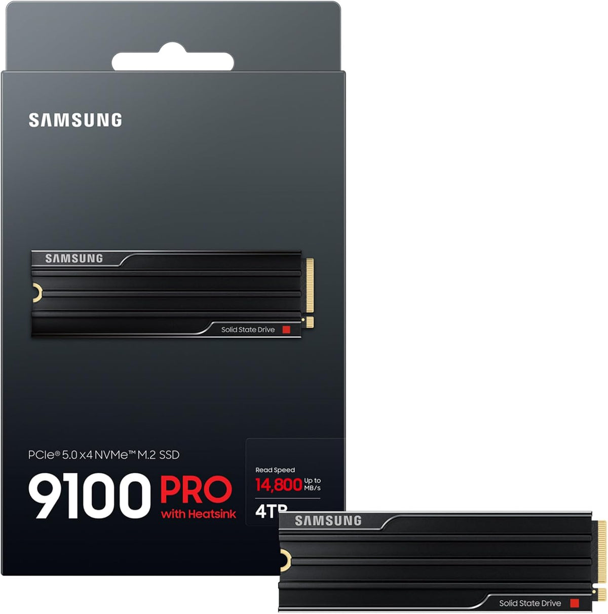 Samsung 9100 PRO Heatsink NVMe M.2 SSD, 1 TB, svart, MZ-VAP1T0CW