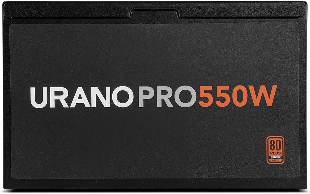 NOX URANO PRO 550W Bronze - Nätaggregat 550W, 80 PLUS Bronze-certifierad, ATX MB, SATA, EPS, PCIE, 12V, Molex, 120mm PWN-fläkt, automatisk spänning (100-240V), svart.