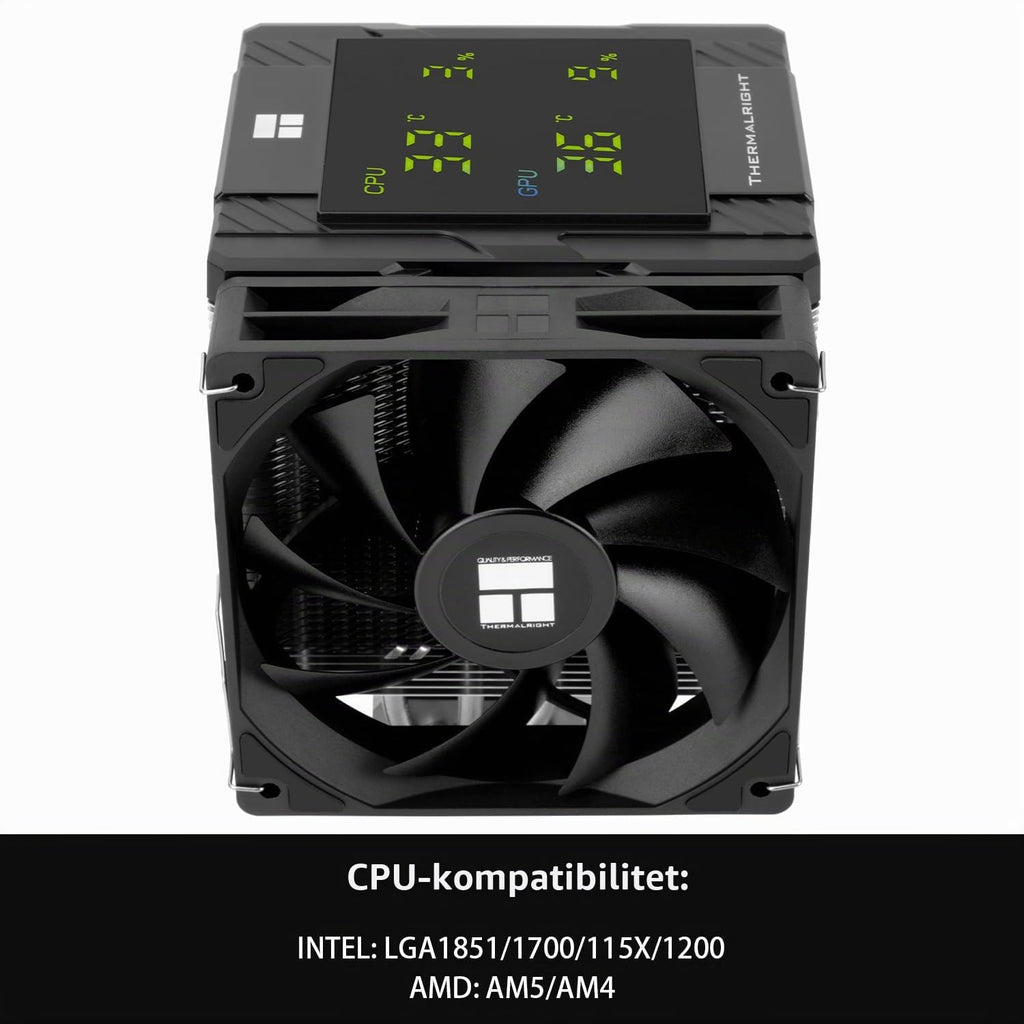Thermalright Peerless Assassin 120 digital ARGB svart CPU-kylare, kylning med dubbla dörrar och dubbla fläktar, CPU-luftkylare, digital skärmskydd, för AM4/AM5, Intel LGA1851/1700/115X/1200