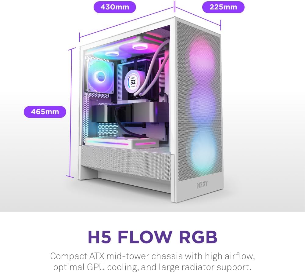 NZXT H5 Flow RGB - Kompakt Mid-Tower ATX PC-chassi - Svart
