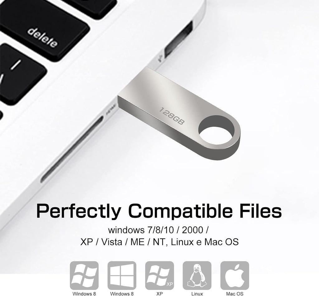 128 GB 2-i-1 USB-minne 128 GB typ-C Pendrive 128GO USB C Flash Drive 128 Giga 2-i-1 OTG Pen 128GO för PC/surfplatta/Laptop/Smartphone med typ C, Xiaomi/Huawei (silver)