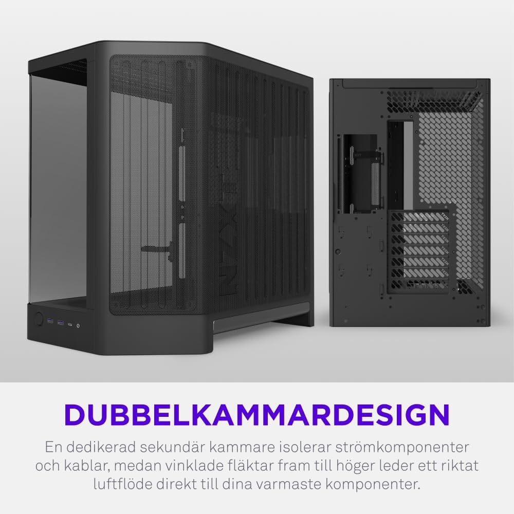 NZXT H6 RGB+ - Kompakt Dubbelkammare ATX PC-chassi - Vit