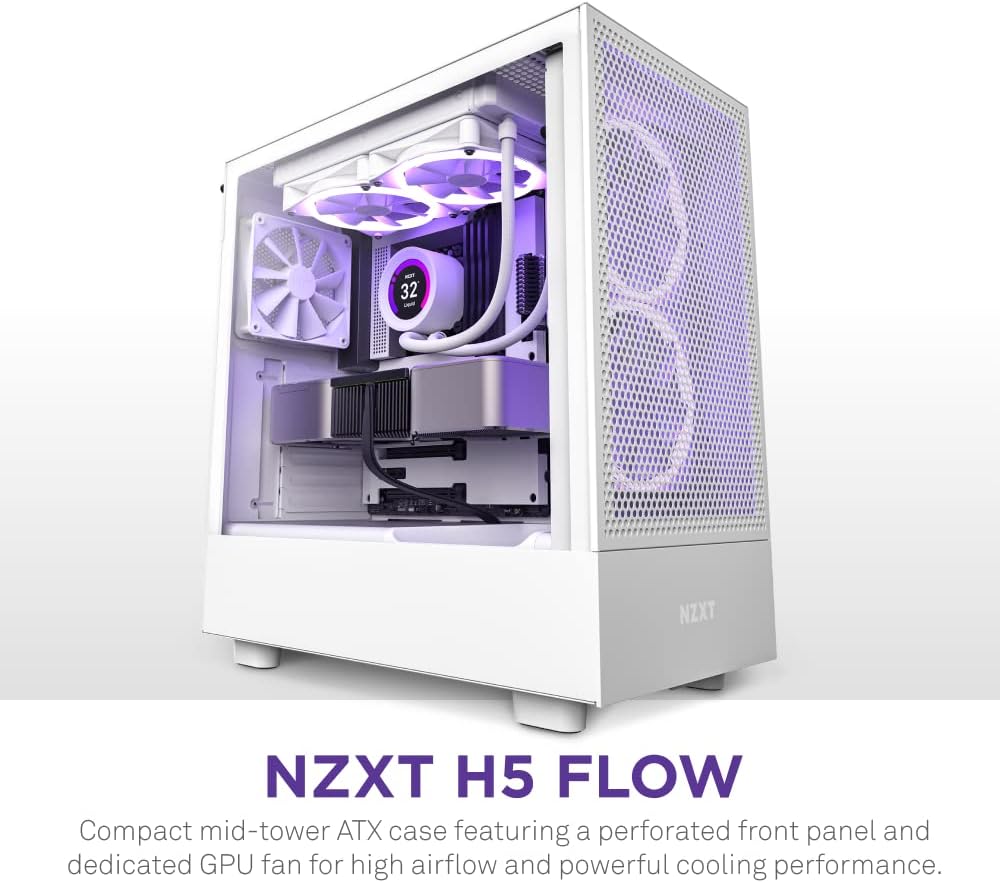 NZXT H5 Flow RGB - Kompakt Mid-Tower ATX PC-chassi - Svart
