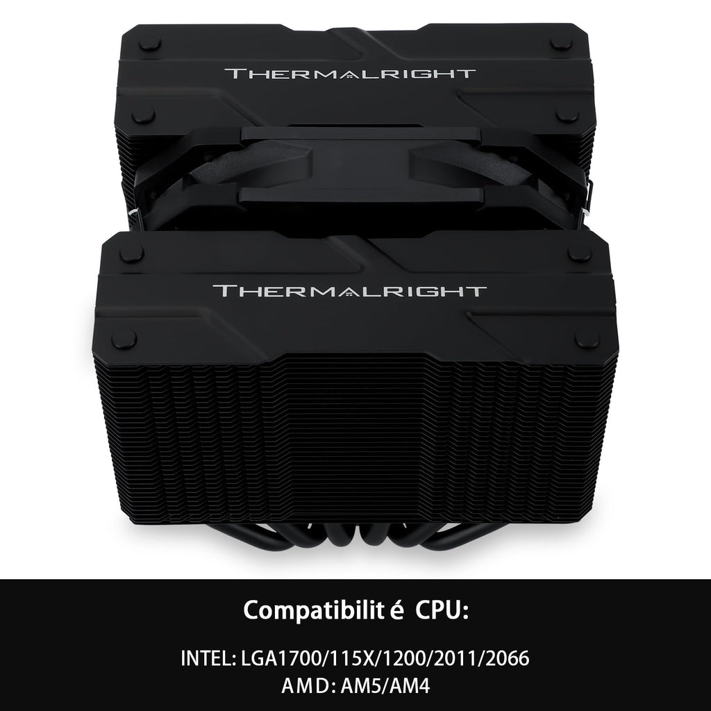Thermalright Peerless Assassin 120 MINI Svart CPU, 6 värmeledningar, 120 mm, PWM-fläkt TL-D12B, höjd 135 mm, dubbeltorns-kylning, för AMD AM4 AM5/Intel LGA 1851/1700/1150/1151/1200/2011