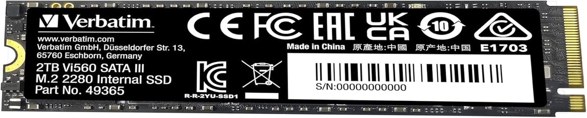 Verbatim Vi560 S3 SSD, intern SSD-enhet med 2 TB datalagring, Solid State Drive med SATA III M.2 2280 och 3D NAND-teknik, svart, perfekt för bärbar dator och Ultrabook