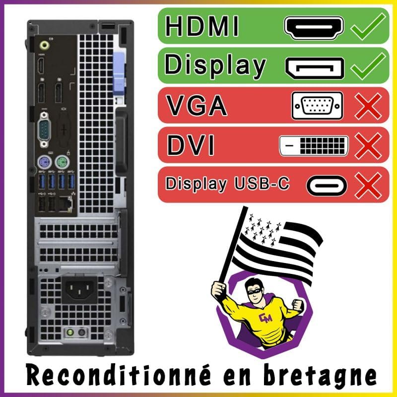 DELL PC Optiplex 7040 SFF Intel I7-6700 RAM 16 GB SSD 960 GB W11 wifi (refurbished)
