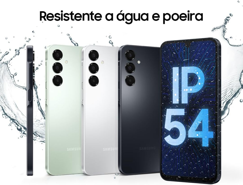 Samsung Galaxy A16 mobiltelefon, 128 GB + 4 GB RAM, upp till 50 MP kamera, 17 cm skärm, NFC, IP54, 5 000 mAh batteri - svart