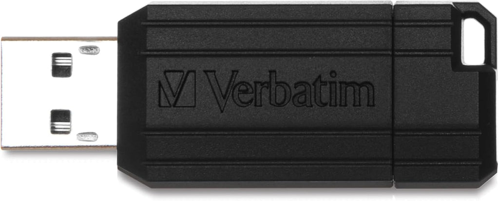Verbatim PinStripe USB-minne 16 GB, USB 2.0, USB-minnen, för bärbar dator Notebook Ultrabook TV bilradio, USB 2.0-pinne, datasticka med skjutmekanism, svart