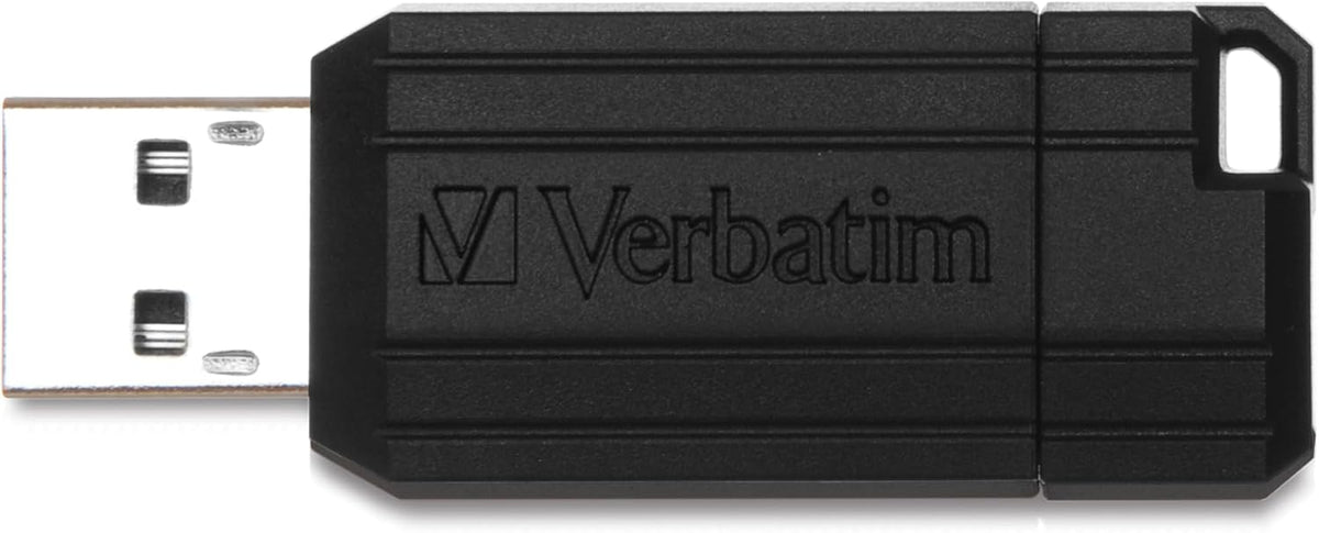 Verbatim PinStripe USB-minne 16 GB, USB 2.0, USB-minnen, för bärbar dator Notebook Ultrabook TV bilradio, USB 2.0-pinne, datasticka med skjutmekanism, svart
