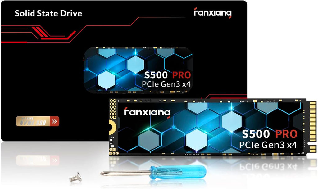 fanxiang 256GB NVMe SSD M.2 PCIe Gen3x4 2280 Intern Solid State Drive, Upp till 2800MB/s, SLC Cache 3D NAND TLC, Graphene Cooling Sticker-S500Pro