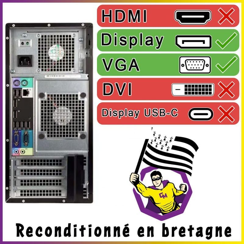 DELL Precision T1700 MT Desktop PC Intel I5-4570 RAM 8 GB SSD 240 GB W11 wifi (refurbished)