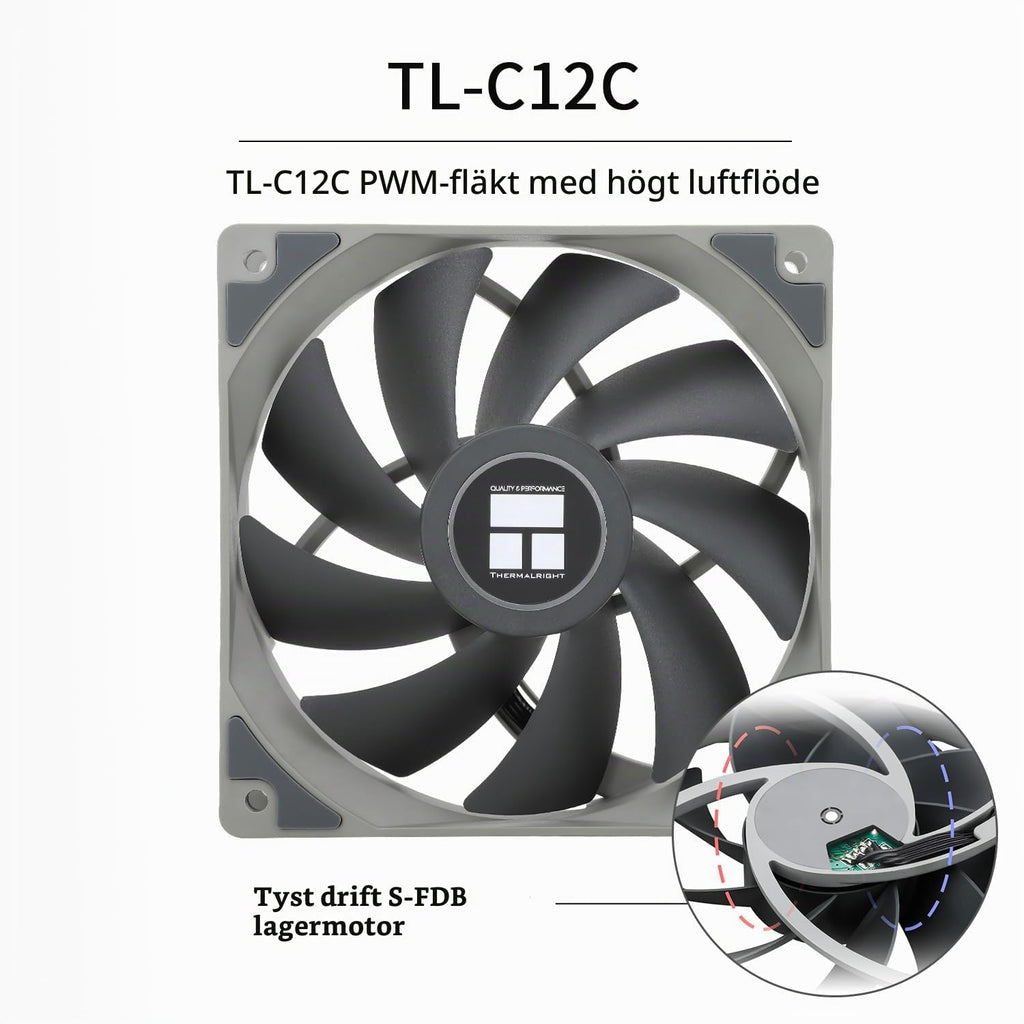 TR Assassin King 120 SE White ARGB CPU-luftkylare, 5 värmerör TL-C12CW-S PWM tyst CPU-kylare, för AMD AM4 AM5/Intel 1151/1150/1200/1700