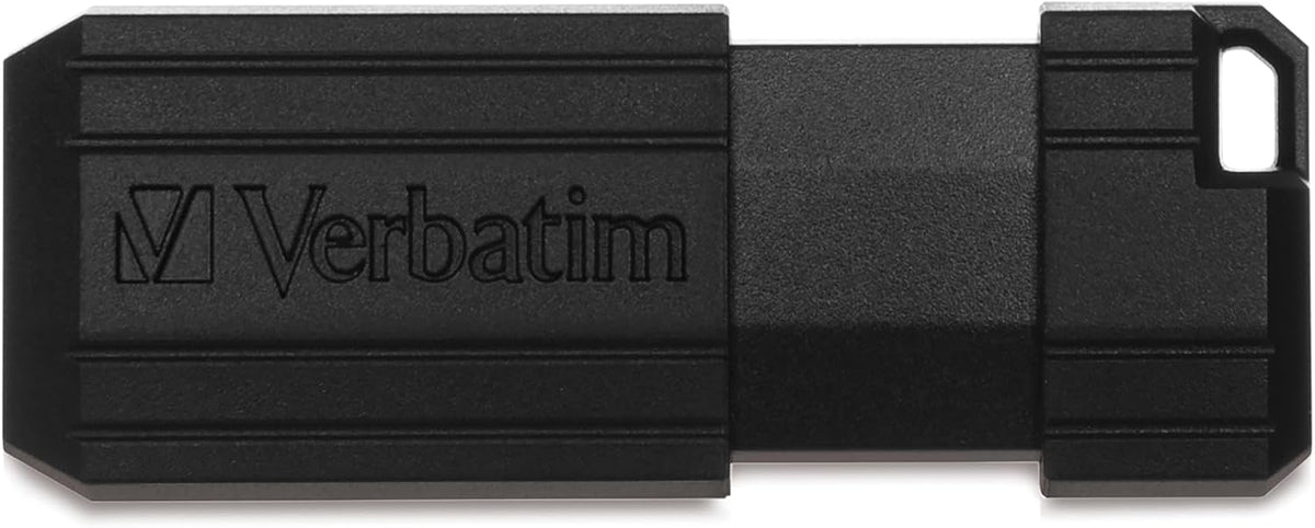 Verbatim PinStripe USB-minne 16 GB, USB 2.0, USB-minnen, för bärbar dator Notebook Ultrabook TV bilradio, USB 2.0-pinne, datasticka med skjutmekanism, svart