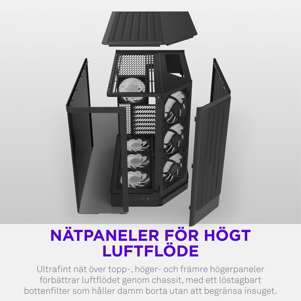 NZXT H6 RGB+ - Kompakt Dubbelkammare ATX PC-chassi - Vit