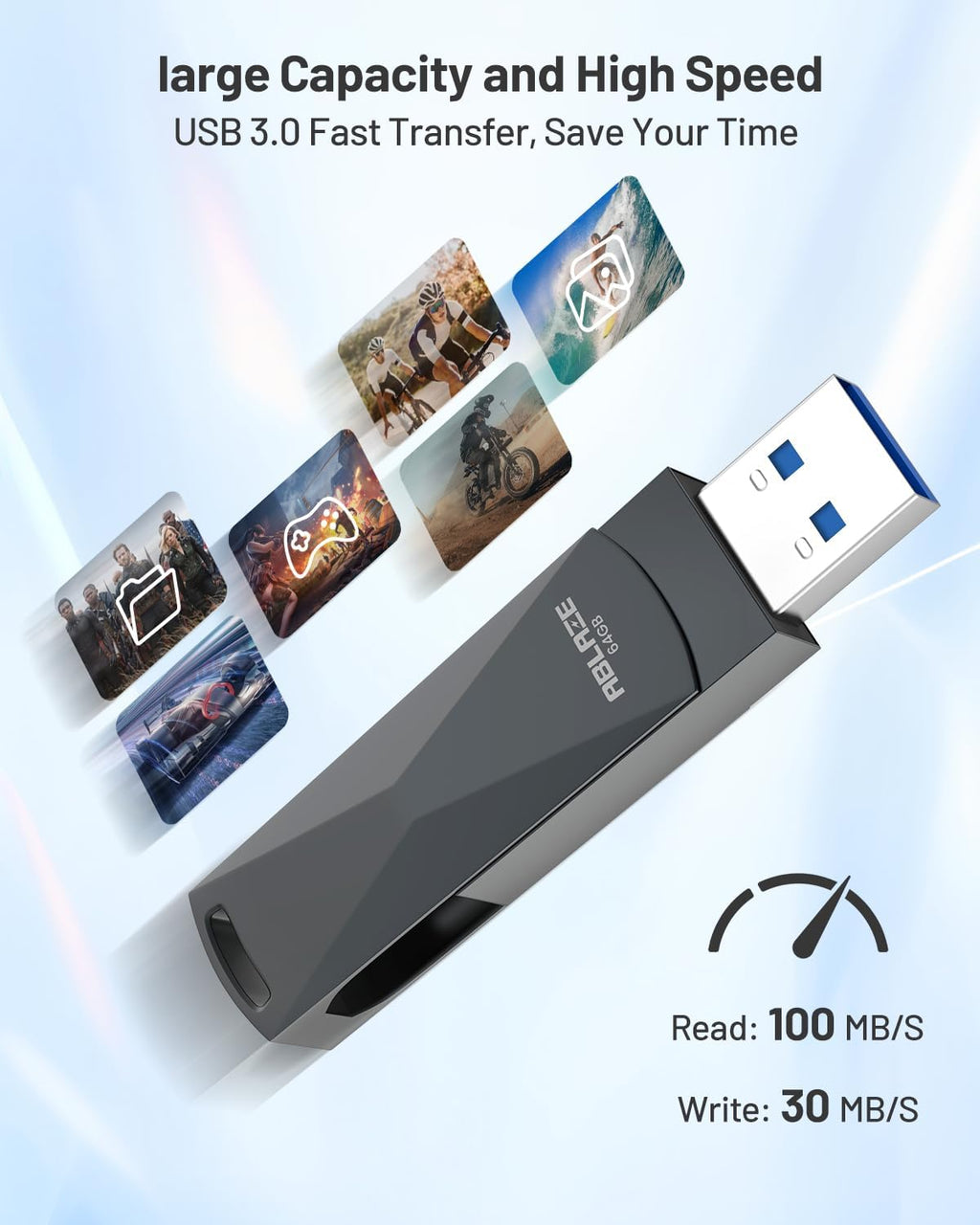 USB-minne 8 GB 10 stycken, ABLAZE mini minne minne vattentät 8 GB USB-sticks metall 10-pack för bärbar dator, dator, TV, bil