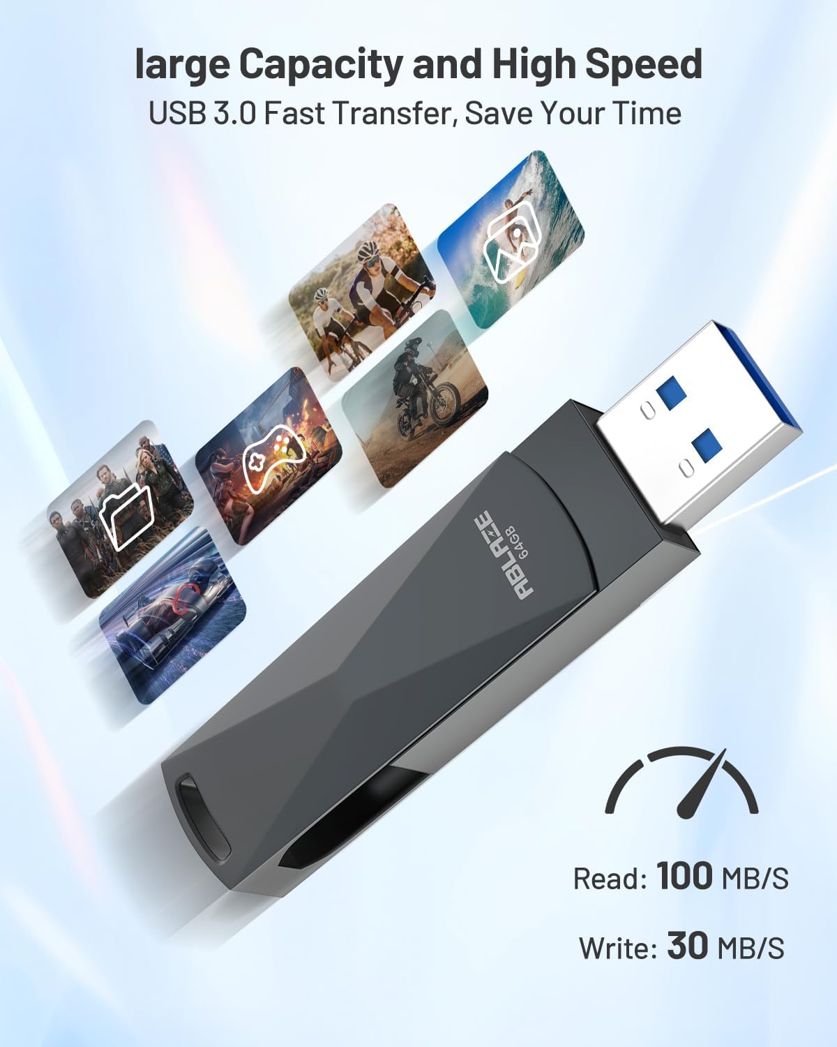 USB-minne 8 GB 10 stycken, ABLAZE mini minne minne vattentät 8 GB USB-sticks metall 10-pack för bärbar dator, dator, TV, bil