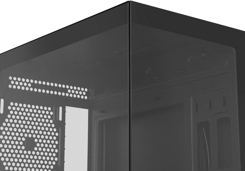 NOX XTREME PRODUCTS Hummer Galaxy - Datorchassi, Ramlöst Härdat Glas, 4x 120mm PWM Fläktar, Plats för 10 Fläktar, USB-C och USB 3.0, ARGB Hub Controller, ATX/M-ATX/ITX, Svart