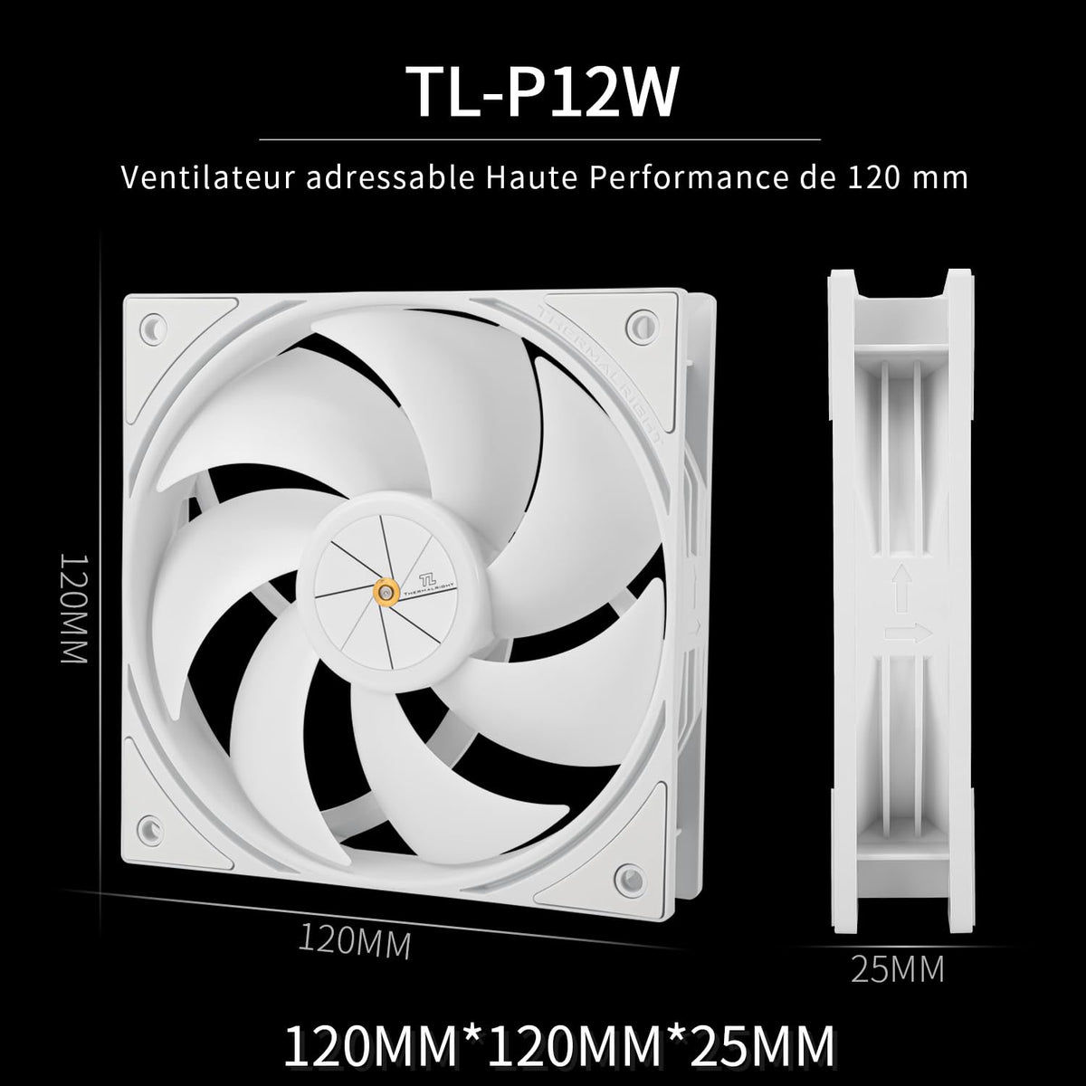 TR Assassin X 120R Digital ARGB kylare för digital skärm, TL-P12-S PWM luftkylare, tyst, stöder AM4/AM5, Intel LGA1851/1700/115X/1200