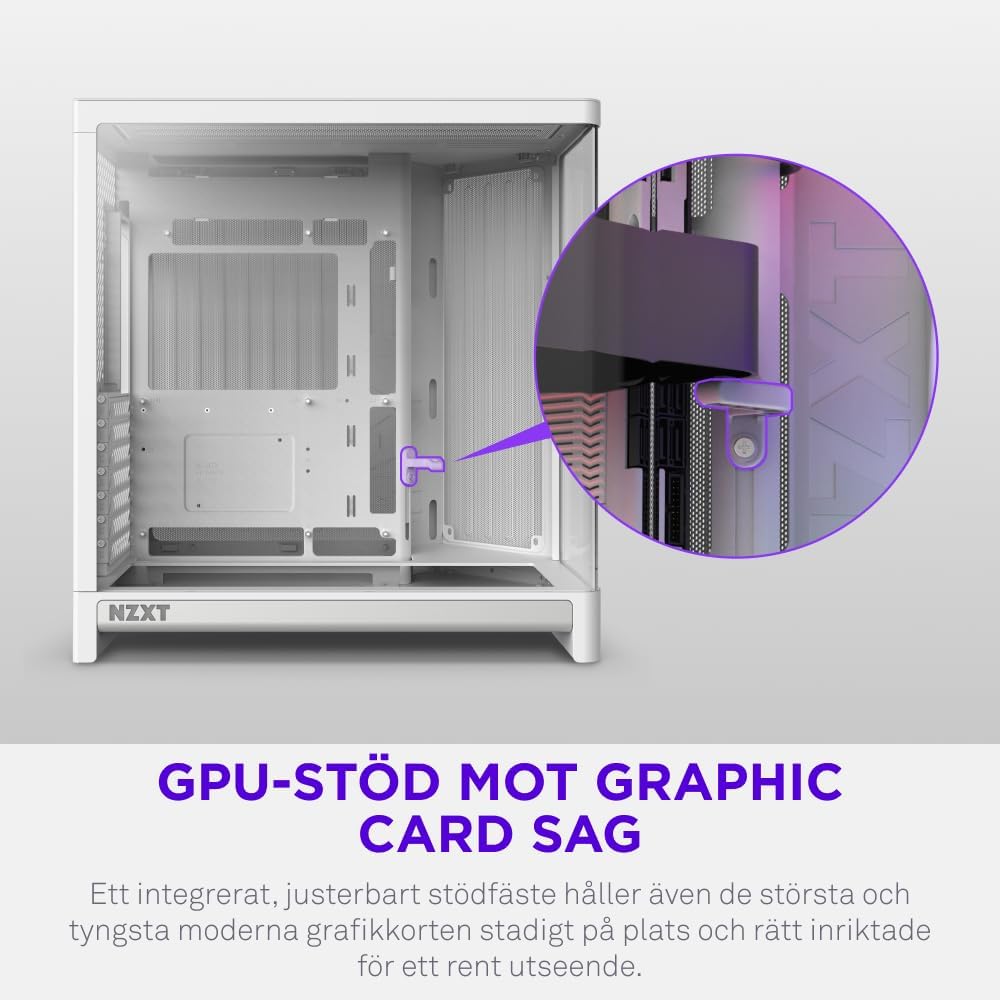 NZXT H6 RGB+ - Kompakt Dubbelkammare ATX PC-chassi - Vit