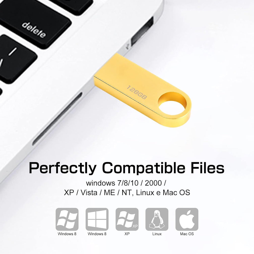 128 GB 2-i-1 USB-minne 128 GB typ-C Pendrive 128GO USB C Flash Drive 128 Giga 2-i-1 OTG Pen 128GO för PC/surfplatta/Laptop/Smartphone med typ C, Xiaomi/Huawei (silver)