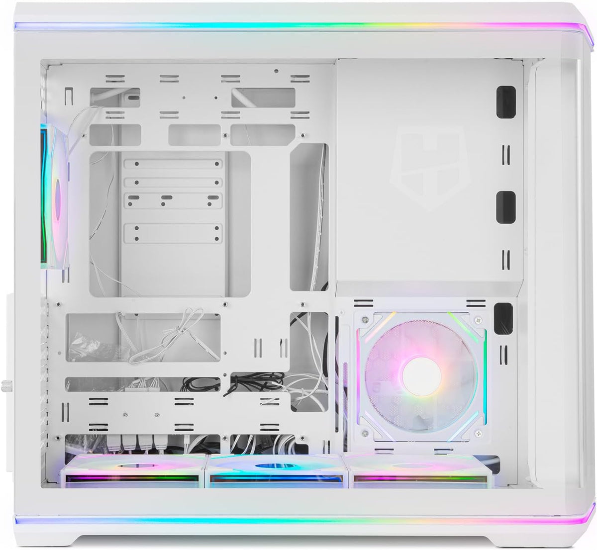 NOX XTREME PRODUCTS Hummer Galaxy - Datorchassi, Ramlöst Härdat Glas, 4x 120mm PWM Fläktar, Plats för 10 Fläktar, USB-C och USB 3.0, ARGB Hub Controller, ATX/M-ATX/ITX, Svart