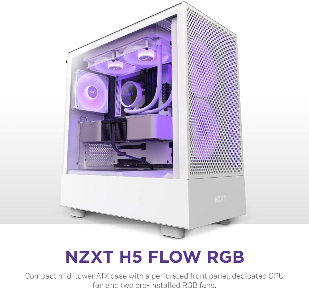 NZXT H5 Flow RGB - Kompakt Mid-Tower ATX PC-chassi - Svart