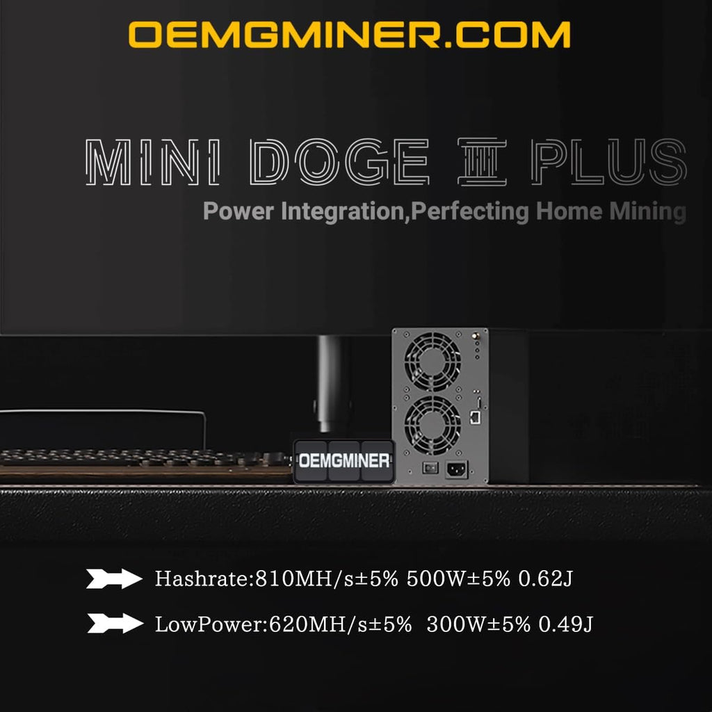 Ny Goldshell Mini Doge Plus ASIC Miner för Doge Coin & LTC Hashrate 810 m 500 W ström med nätsladd