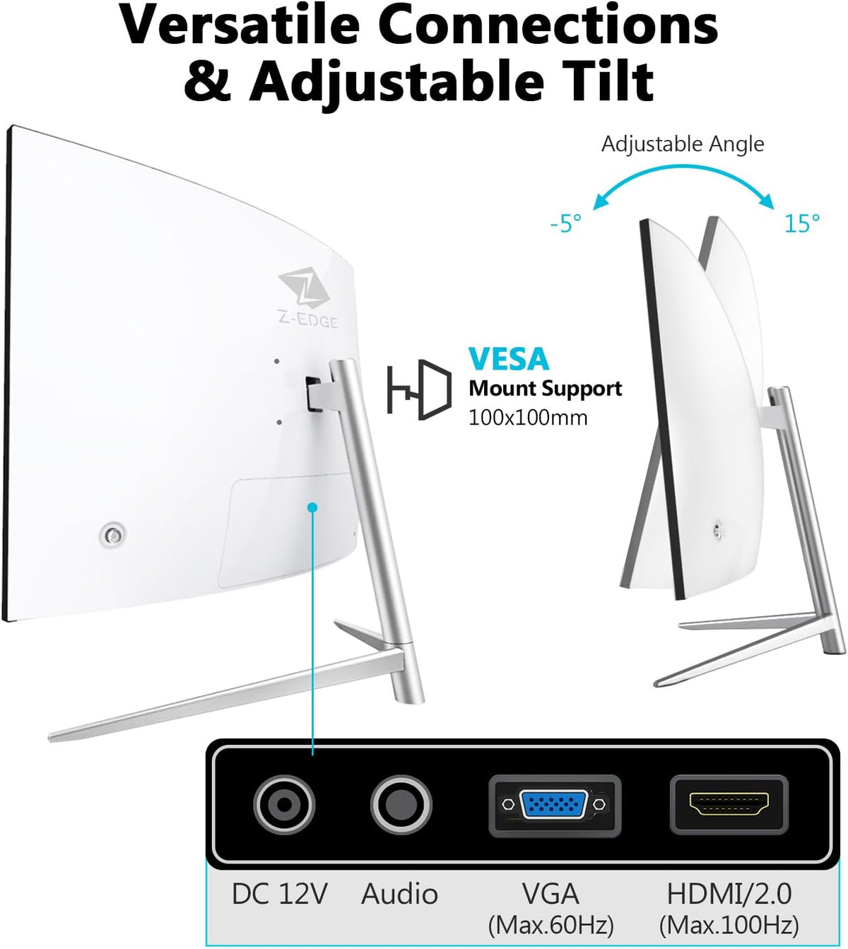 Z-Edge AGEX Böjlig Spel Datorskärm 34 Tum 240Hz, 3440x1440, Höjjusterbar 115mm, UWQHD Ultrawide 21:9, 1500R VA, 1ms, FreeSync, 4000:1, PIP PBP, 2×DP1.4, 2×HDMI2.1, VESA (DP-kabel ingår)