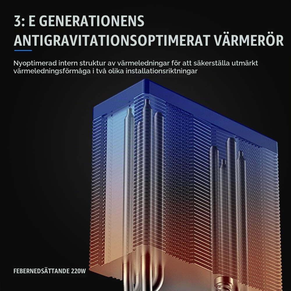 TZMRIT KF620 DGT ARGB CPU-kylare med temperaturvisning 265 W TDP för Intel LGA 1700/1200/115X/1851/1366/2011, för AMD AM4/AM5 (KF620BK)